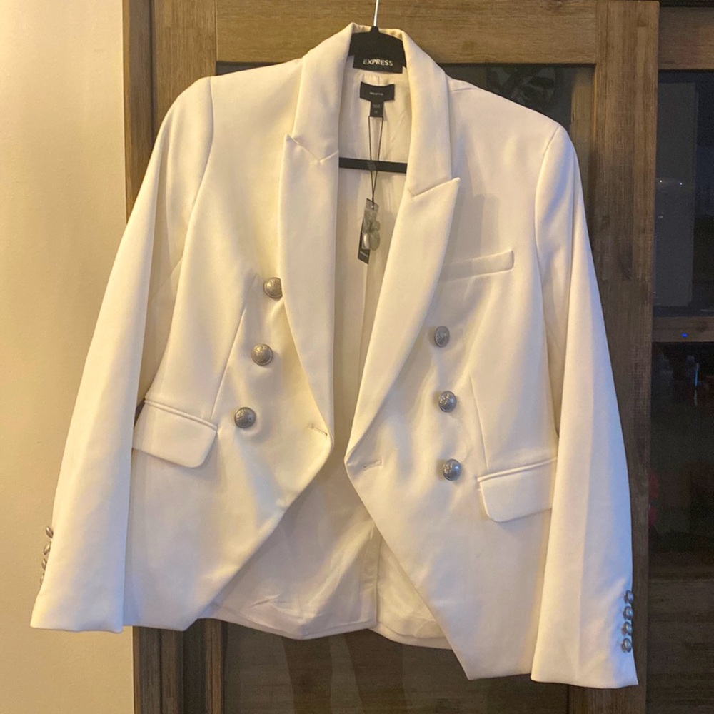 EXPRESS Super Soft Twill White Blazer Size XS